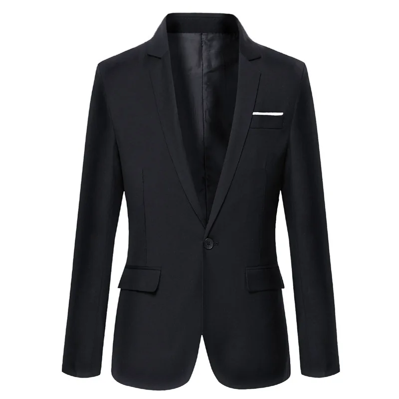 Suit Coat Men Solid Color Slim Fit Suit Jackets Handsome Blazers Dress Groom Marriage Business Leisure Suit Professional Wear