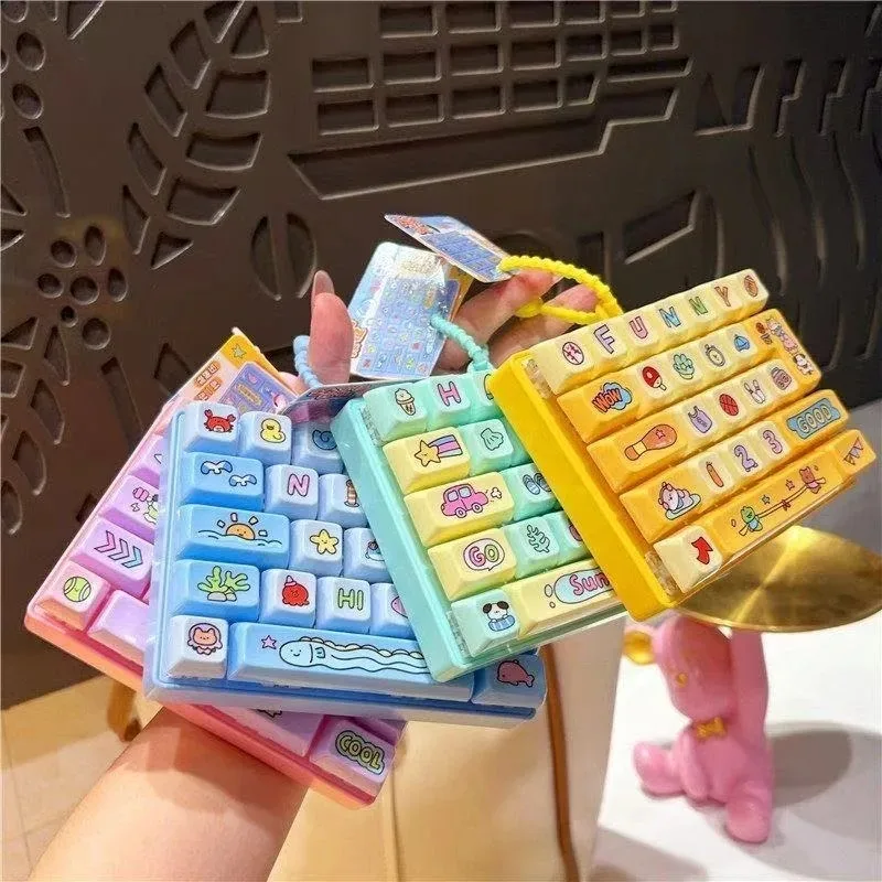 **Creative Cute New Product, Happiness Never Closes, 26-key Stress-relieving Button Toy Keychain Bag Hanging Decoration Anime