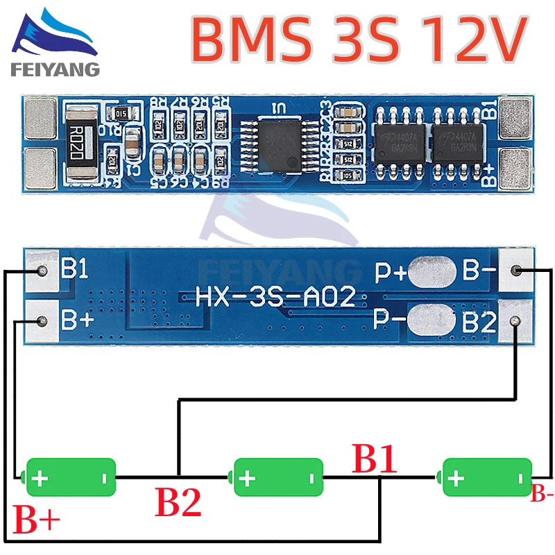 Carte de protection du chargeur de batterie au lithium, 3S, 12V, 8A, Eddie ion 18650, 11.1V, 12.6V, 10A, BMS