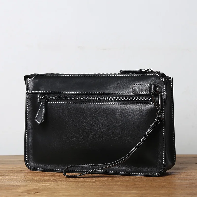 Nzpj Echt leder Herren Clutch Tasche natürliche Rindsleder Brieftasche große Kapazität Handy tasche lässig Business Umschlag für – Detail 6