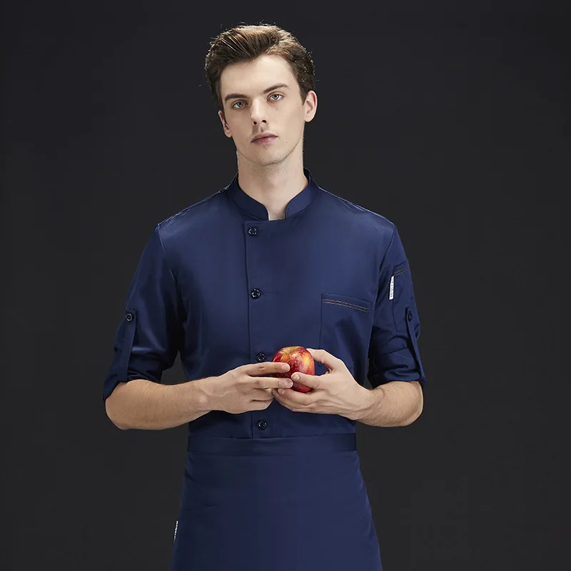 Ropa de trabajo para chef para hombre, uniformes de chef de manga larga para otoño e invierno, personalizados para cocinas de restaurantes y hoteles, uniforme de chef.