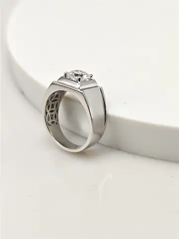 10K Solid Gold Lab-Grown Diamond 1CT Matte Finish Wedding Men's Ring High-End Jewelry Platinum Men's Custom Wholesale