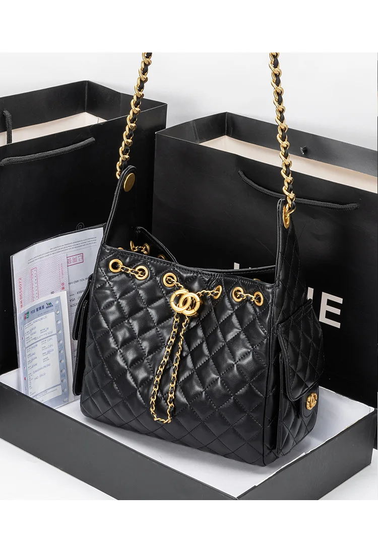 Beuteltasche mit Kordelzug für Herbst und Winter, verstellbare Tragetasche mit großem Fassungsvermögen, umwandelbare Unterarm- und Umhängetasche für den täglichen Weg zur Arbeit