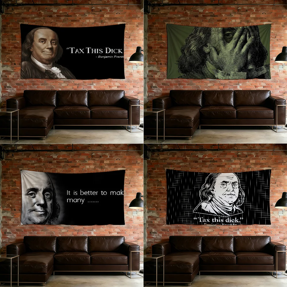 Funny B-Benjamin F-Franklin Tax This Dick flag For Room Dorm Camping Picnic Art Style Garage Bar wall Decoration Banner