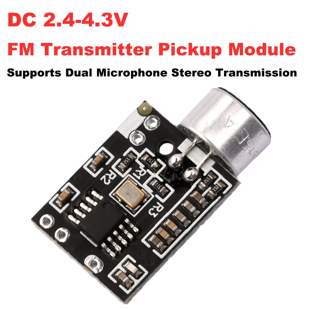 FM Transmitter Pickup Module Wireless Transceiver FM Mini Wireless Microphone MIC Core Board DC2.4-4.3V Module MIC Core Board
