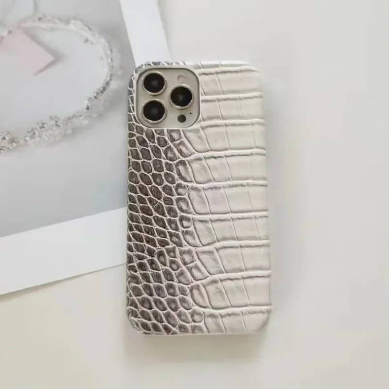 

New Suitable for iPhone 16 Gradient Crocodile Pattern Phone Case 15Promax Heat Dissipation 14Pro Half Pack 13 Protective Cover12