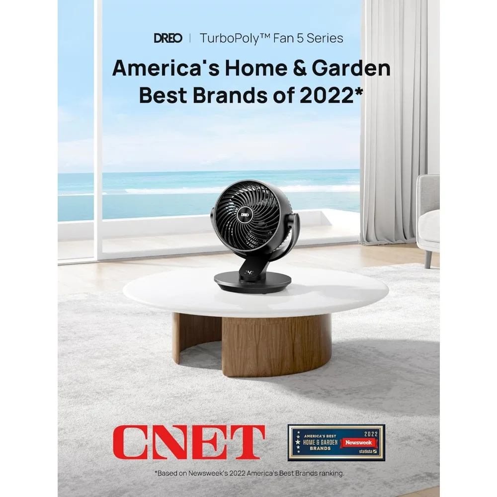 مراوح مكتب لغرفة النوم، مروحة توزيع هواء متأرجحة مقاس 13 بوصة، 120 °   تعديل الميل، 28 ديسيبل فائق الهدوء، تدفق هواء قوي بطول 70 قدمًا