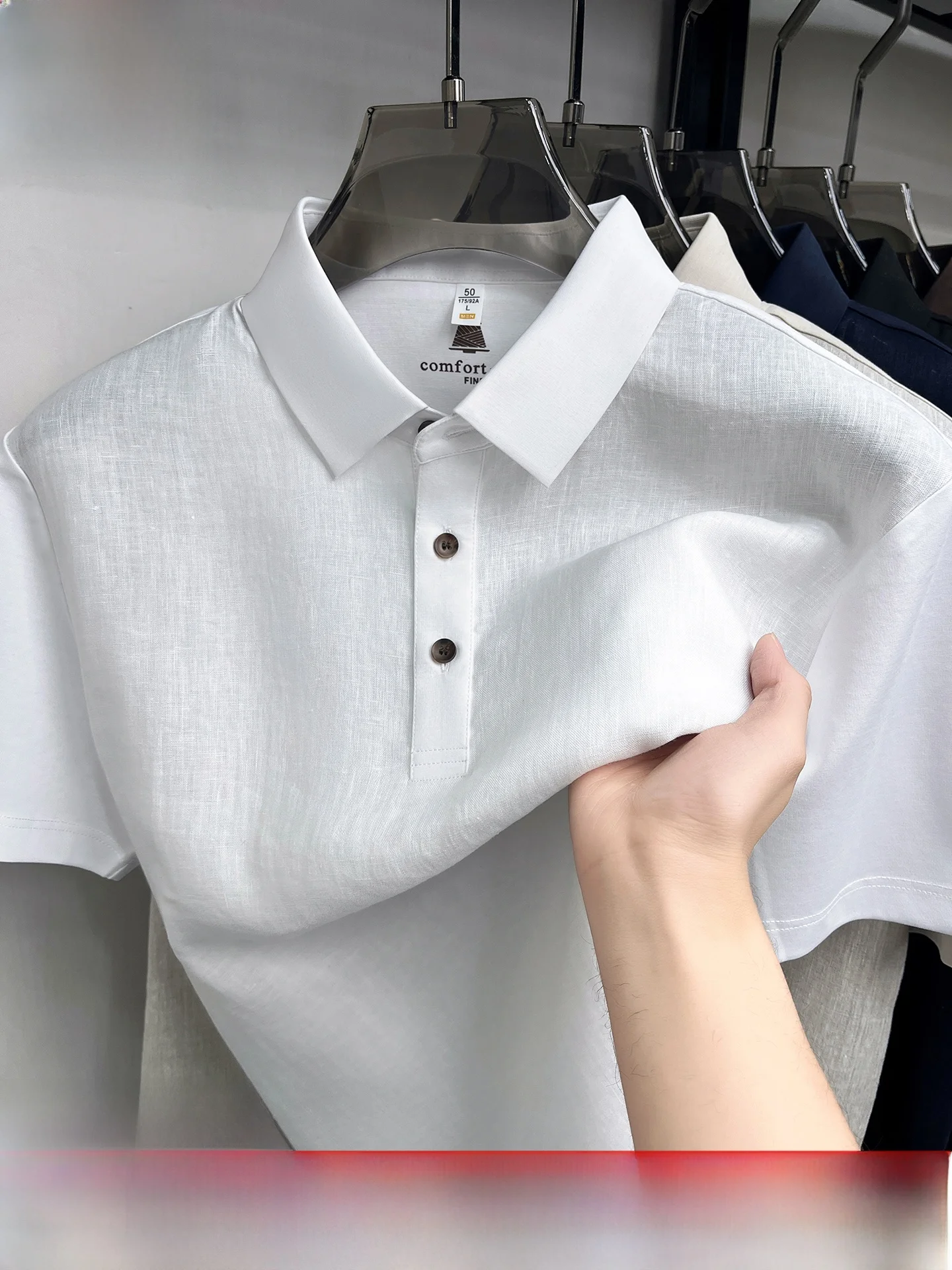 

Мужская льняная рубашка Pierre Cardin с коротким рукавом, повседневная, дышащая, летняя, модная, деловая, повседневная, 2026