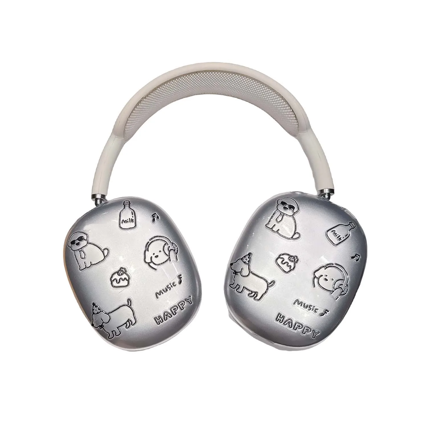 Música happy line perro dibujos animados cachorro funda para auriculares para apple airpodmax airpodmaxs airpod max funda suave de silicona para auriculares