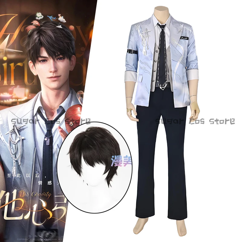 

Game Love and Deepspace Caleb Cosplay Costume Wig Birthday Uniform Set For Women Men Halloween Christmas Carnival Party Props