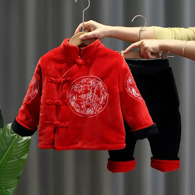 

Boys Red Tang Suit New Year Clothes Chinese Style Baby Week Dresses Infant Children Winter Clothes