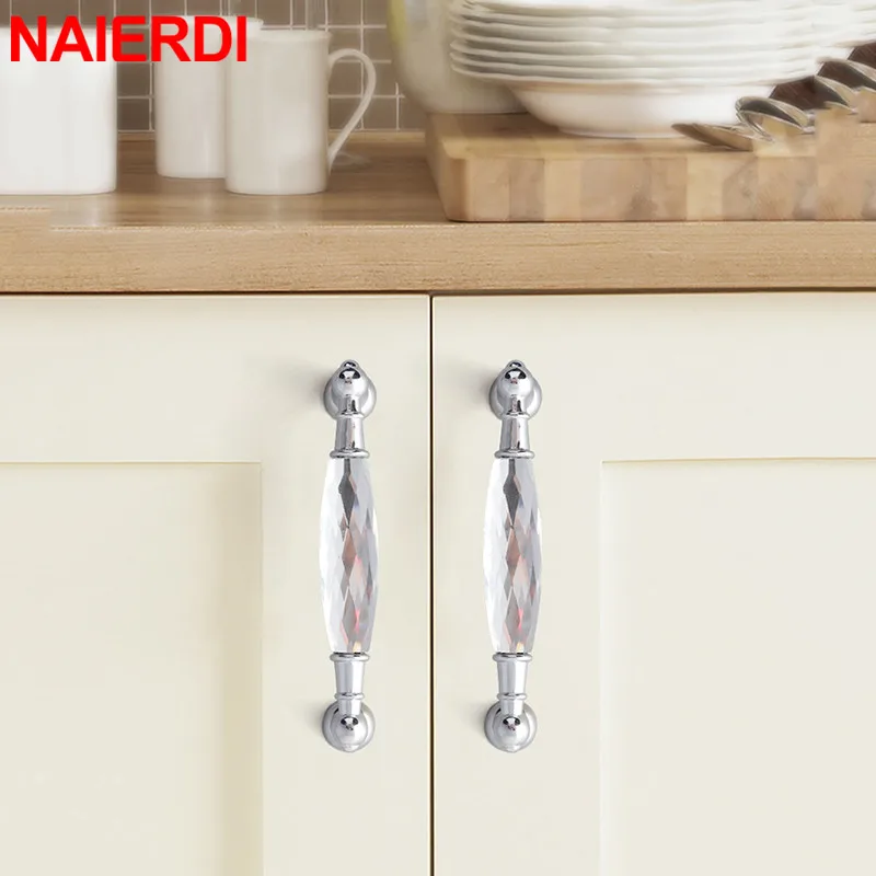 NAIERDI Luxury Diamond Crystal Handles Cabinet Handles Closet Door Drawer Knobs Wardrobe Single Hole Furniture Handle