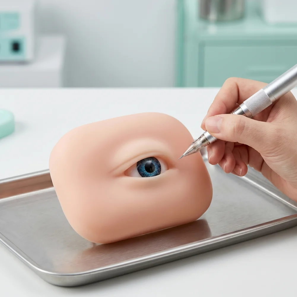Microblading Practice Tool Silicone Eyebrow Practice Model Microblading Drawing Fake Eye Professional Beginner for Women’s