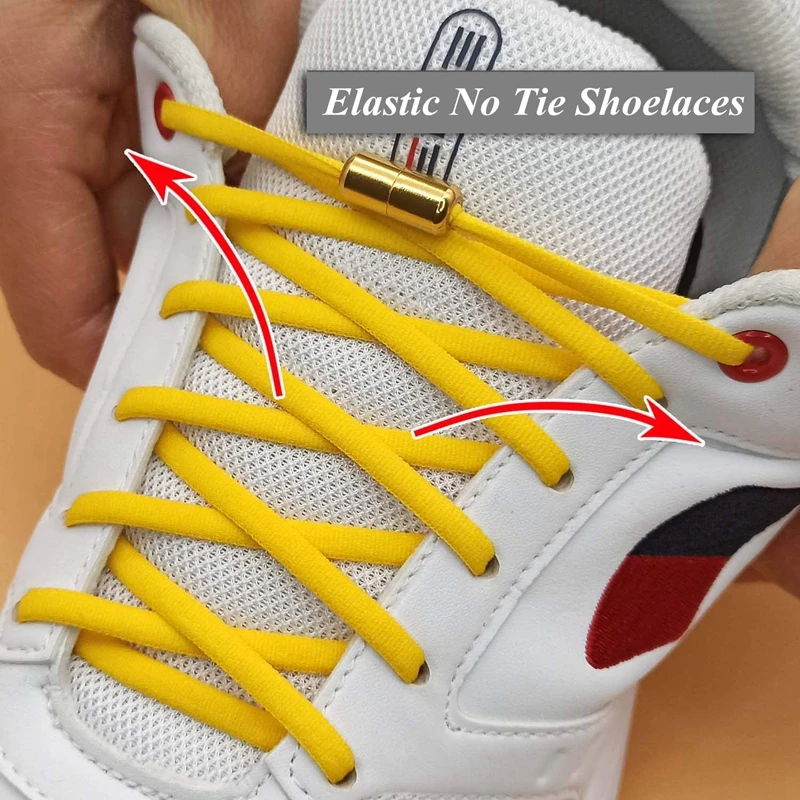 1Pair No Tie Shoelaces Elastic Semicircle Shoe Laces For Kids Adult Metal Lock Sneakers Shoelace Boot Lazy Laces Shoe Strings