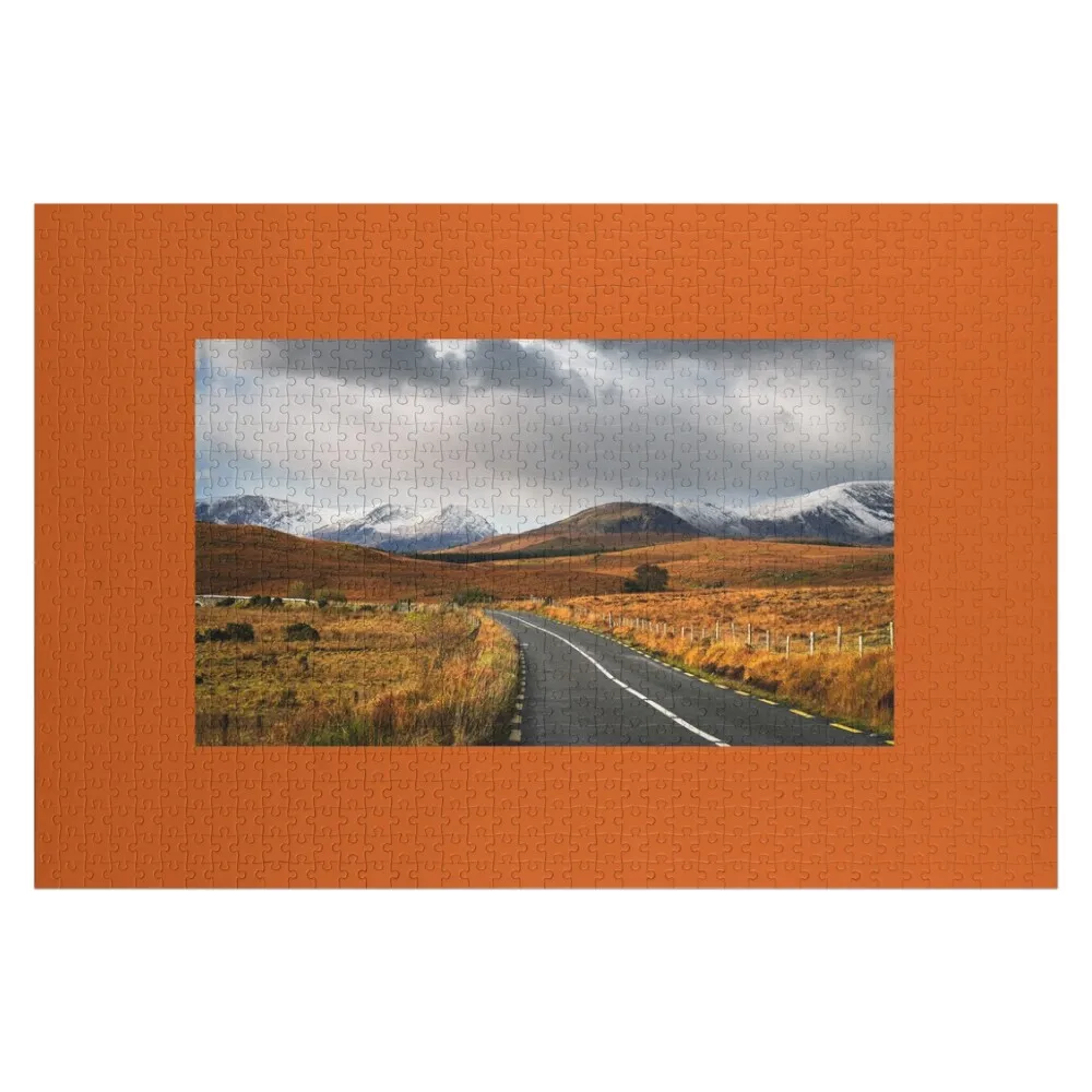 

Cloudy sky and road to the mountains in Connemara, County Galway, Ireland Jigsaw Puzzle Wooden Boxes Woodens For Adults Puzzle