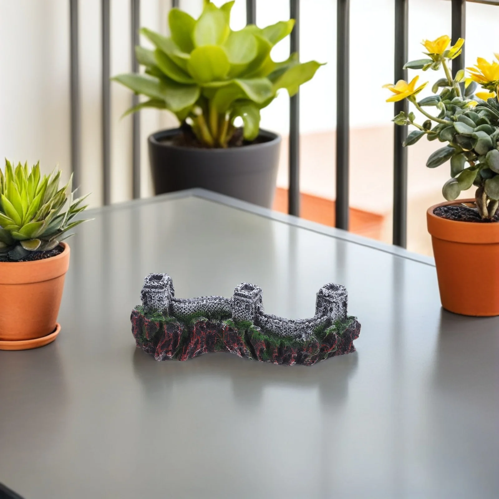 

Miniature Chinese Architecture Resin Statue Great Wall of China Detailed Sculpture for Garden Bonsai Home Decor Landscape