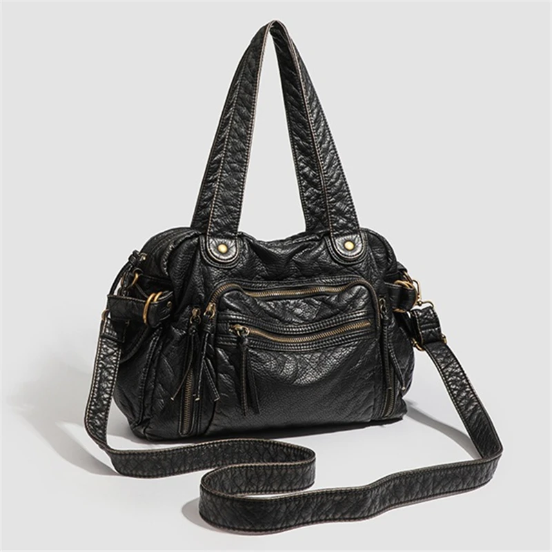 

Nesitu Black Coffee White A4 Retro Roomy PU Leather Women Handbag Crossbody Shoulder Messenger Bag Large Capacity Tote M9351