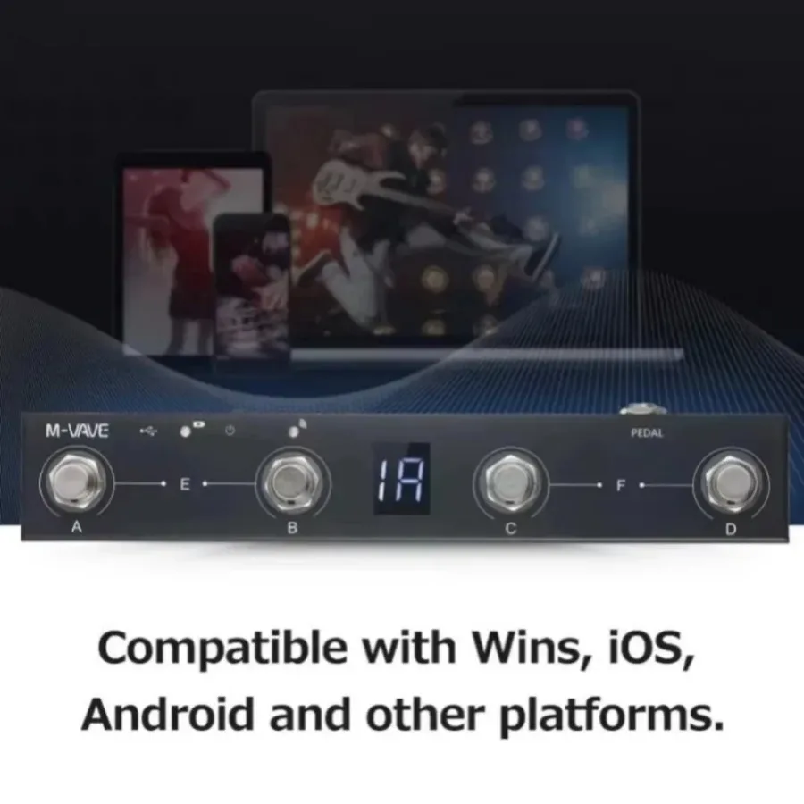 M-VAVE Chocolate MIDI Controller BT Rechargeable 4 Buttons MIDI Controller Pedal APP Control with Wireless Transmission System