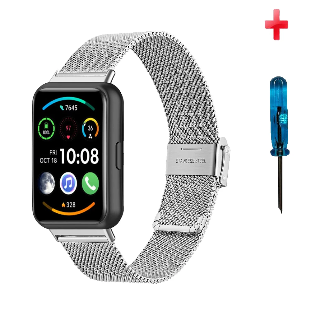 Suitable for new Huawei Watch fit2 NFC stainless steel band strap Huawei Smart bracelet Fit2  replace metal strap band