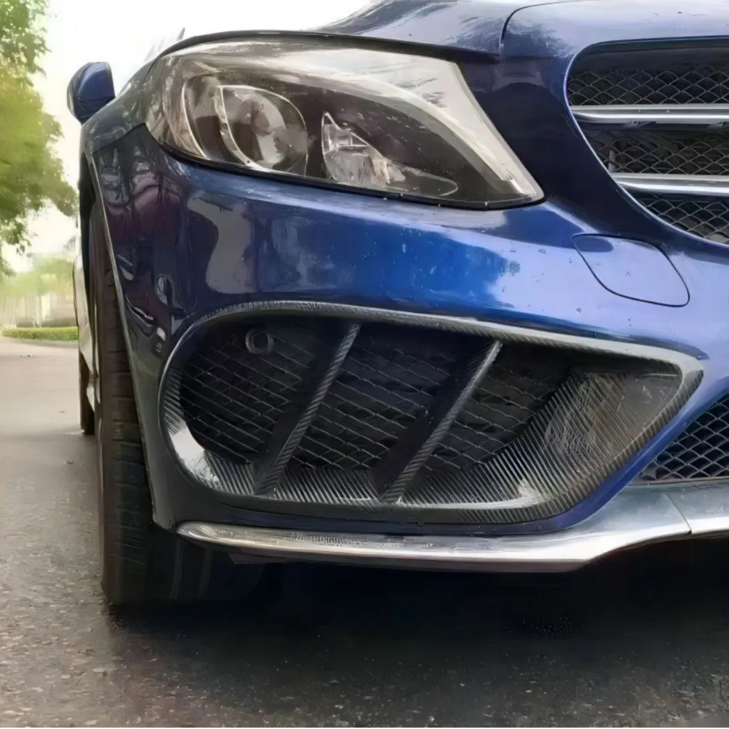 Suitable for Mercedes-Benz C-Class W205 Modification Upgrade B Carbon Fiber Front Bar Fog Light Frame Front trend