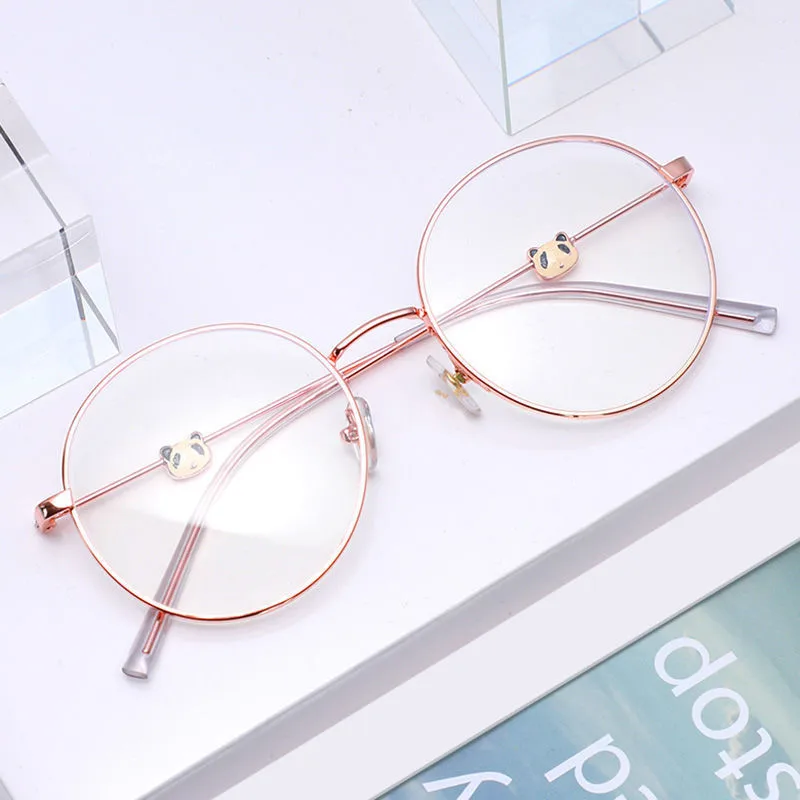 Women's Eyeglasses Myopia Prescription Glasses Metal Glasses Round Panda Shape Myopia Eyeglasses-0.5-1.0-1.5-2.0-2.5 To -4.0