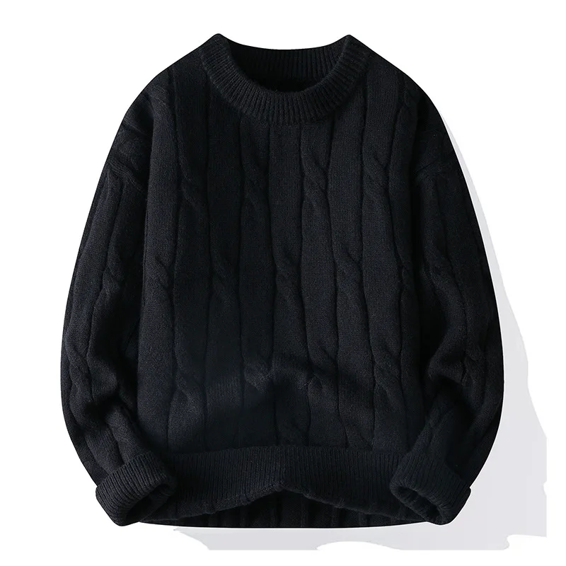 

Осень-зима, новая мода, мужской однотонный свободный свитер с круглым вырезом и длинным рукавом, простой базовый повседневный модный вязаный свитер, пуловеры для мужчин