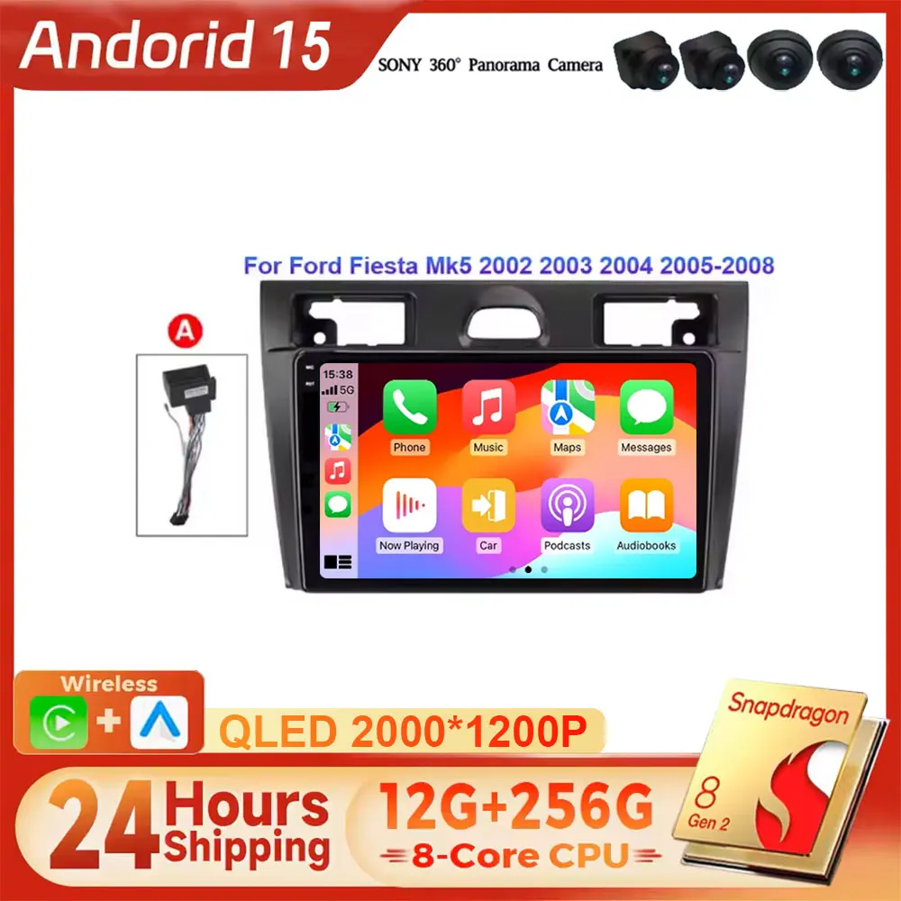 

Car Radio Android 15 For Ford Fiesta Mk VI 5 Mk5 2002-2008 Multimedia Video Player GPS Navigation Stereo Carplay Screen Head Uni