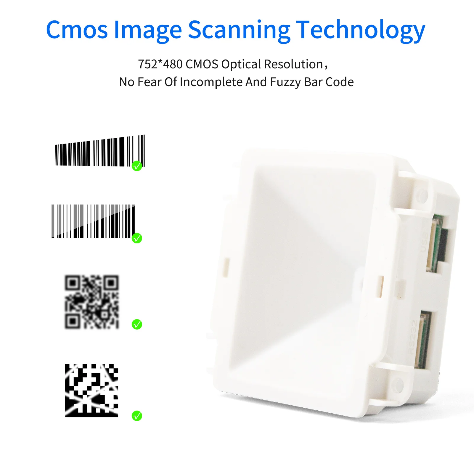 Embedded 1D 2D Barcode Scanner QR Bar Code Reader Module Scanner USB Connection for Gate Machine Tickets Checking Mobile