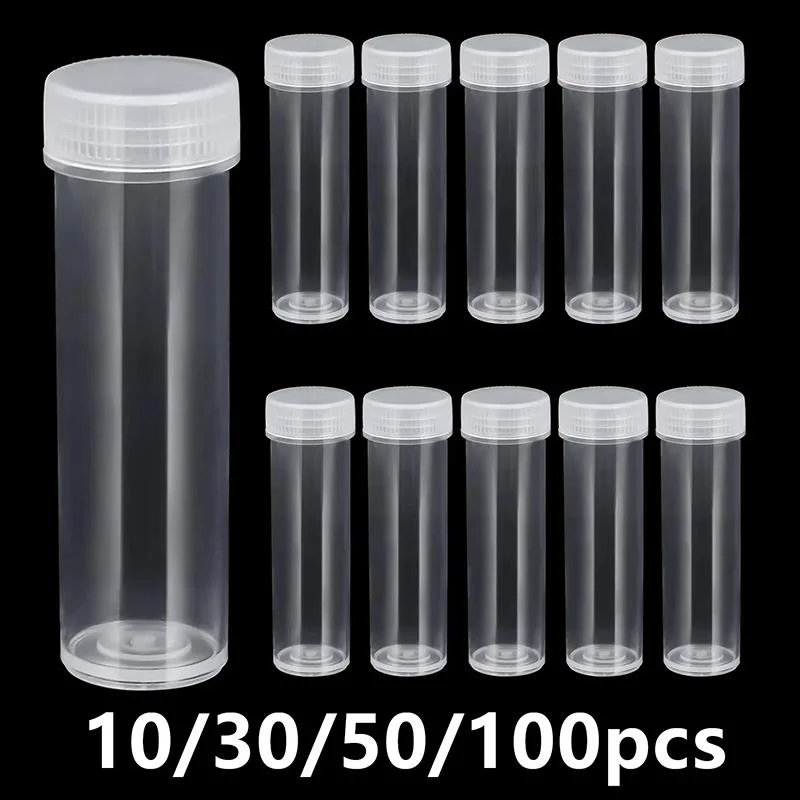 【H】10/30/50/100Pcs Small Plastic Bottle Sample New Transparent Vials Liquid Powder Capsule Beads Storage Container Packing