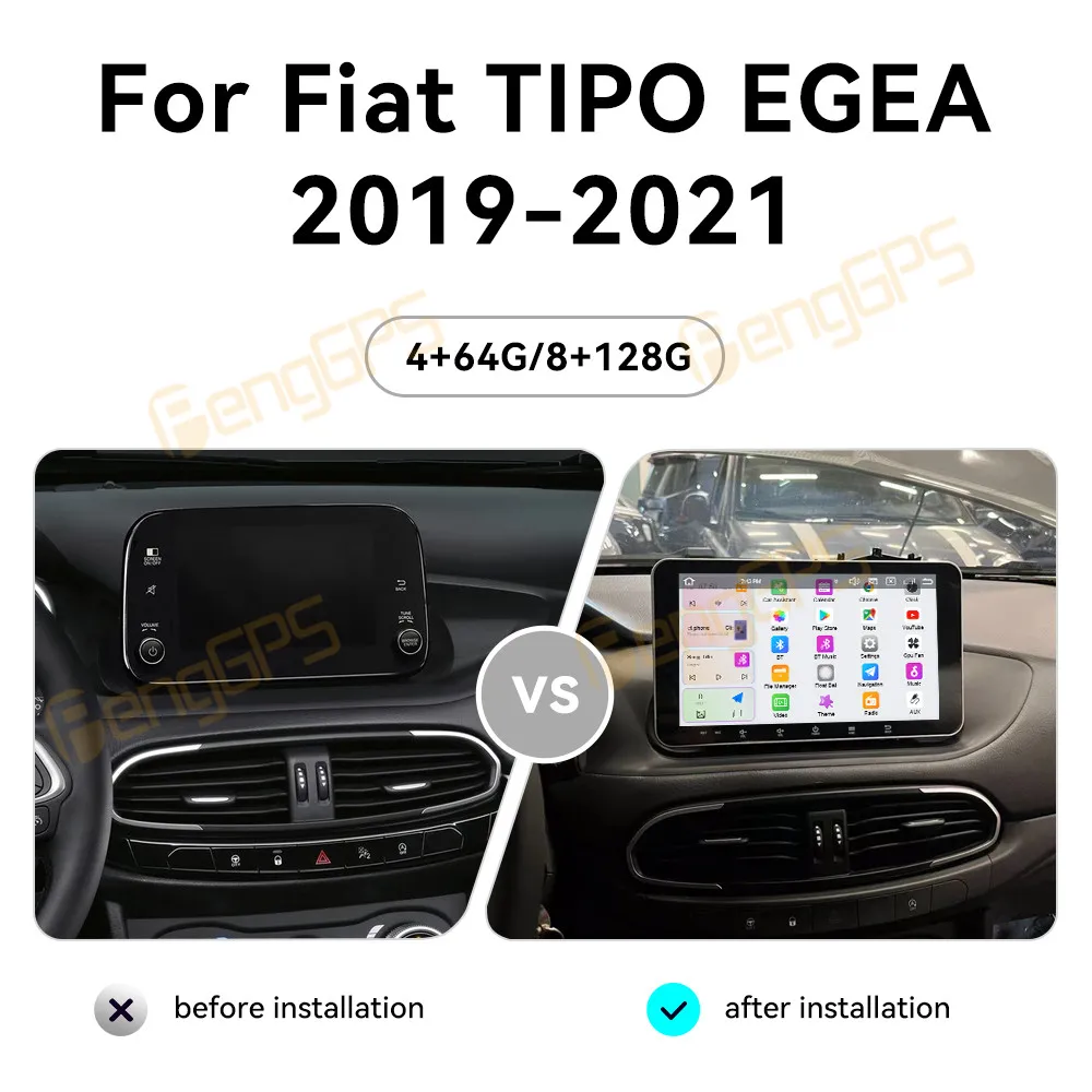 10.1 Inch Android 13 CarPlay Car Radio For Fiat TIPO EGEA 2019-2021 Touch Screen Multimedia Player GPS Navigation Head Unit DSP