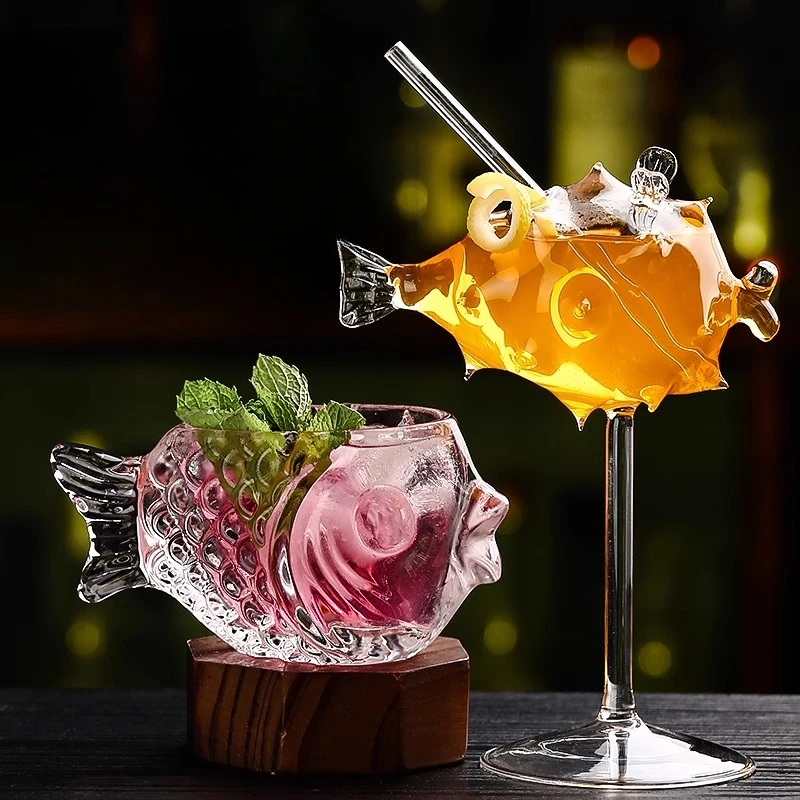 Personalized Style Stinky Dolphin Pufferfish Fish Shaped Spicy High footed Cocktail Cup
