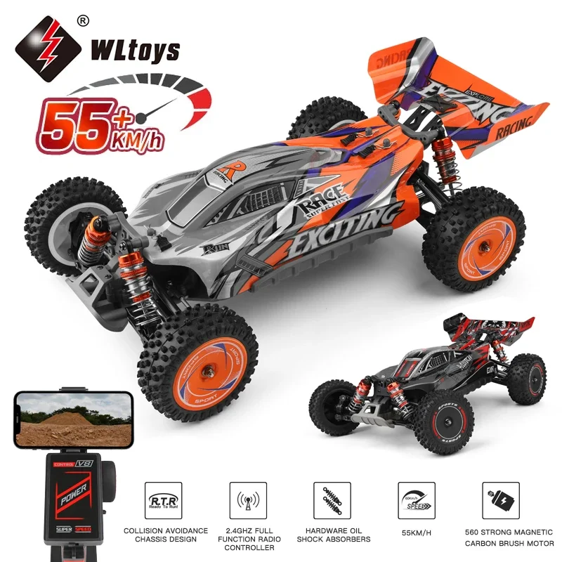 WLtoys 124010   55KM/H RC Car profesjonalny pojazd wyścigowy 4WD Off-road elektryczny szybki Drift zdalnie sterowane zabawki dla dzieci