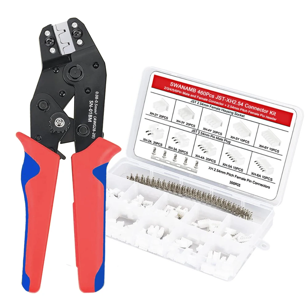 

SN-01BM AWG 28-20 Wire Crimping Pliers Tool Set-PH2.0/XH2.54/Dupont Connectors and Crimp Pins Self-adjusting Clamp Tool set