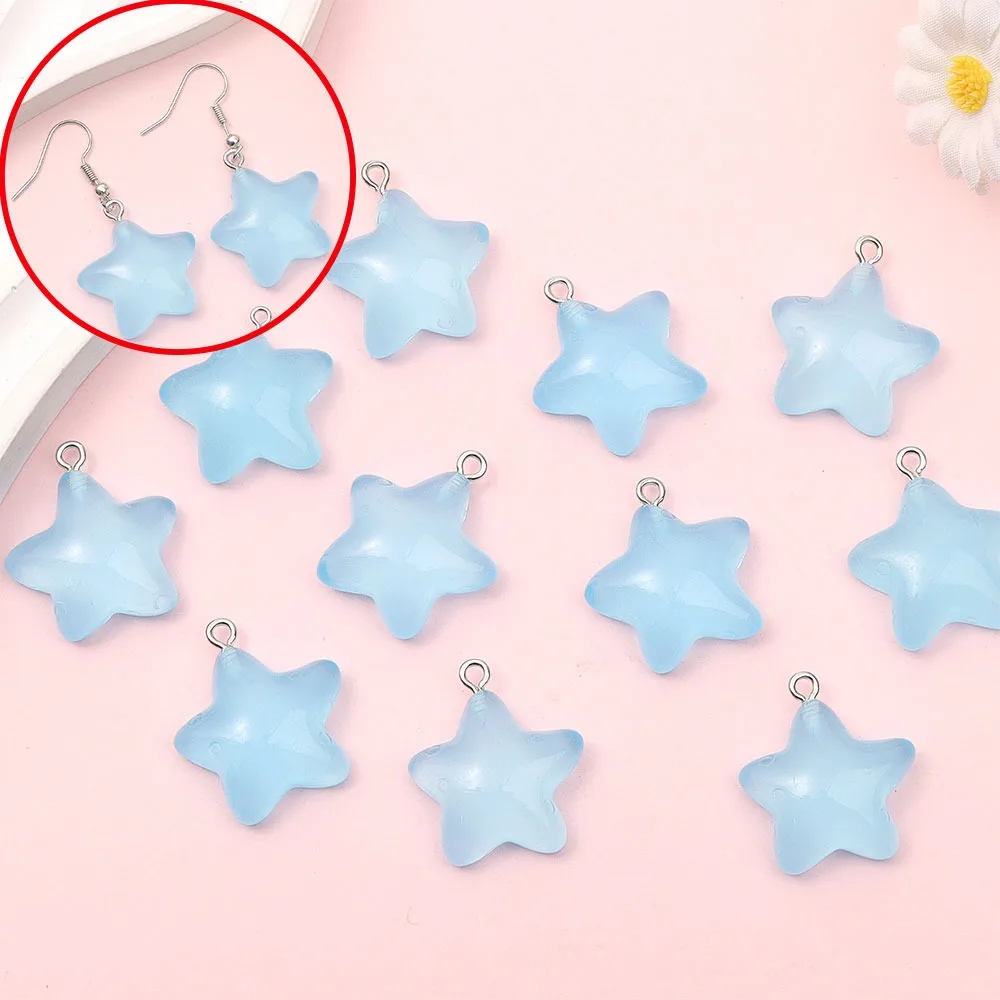 

8/16/24pcs Blue Luminous Star Pendants,DIY Bracelets Necklaces Earrings, Valentine's Day Christmas Mother's Day Gift Accessories