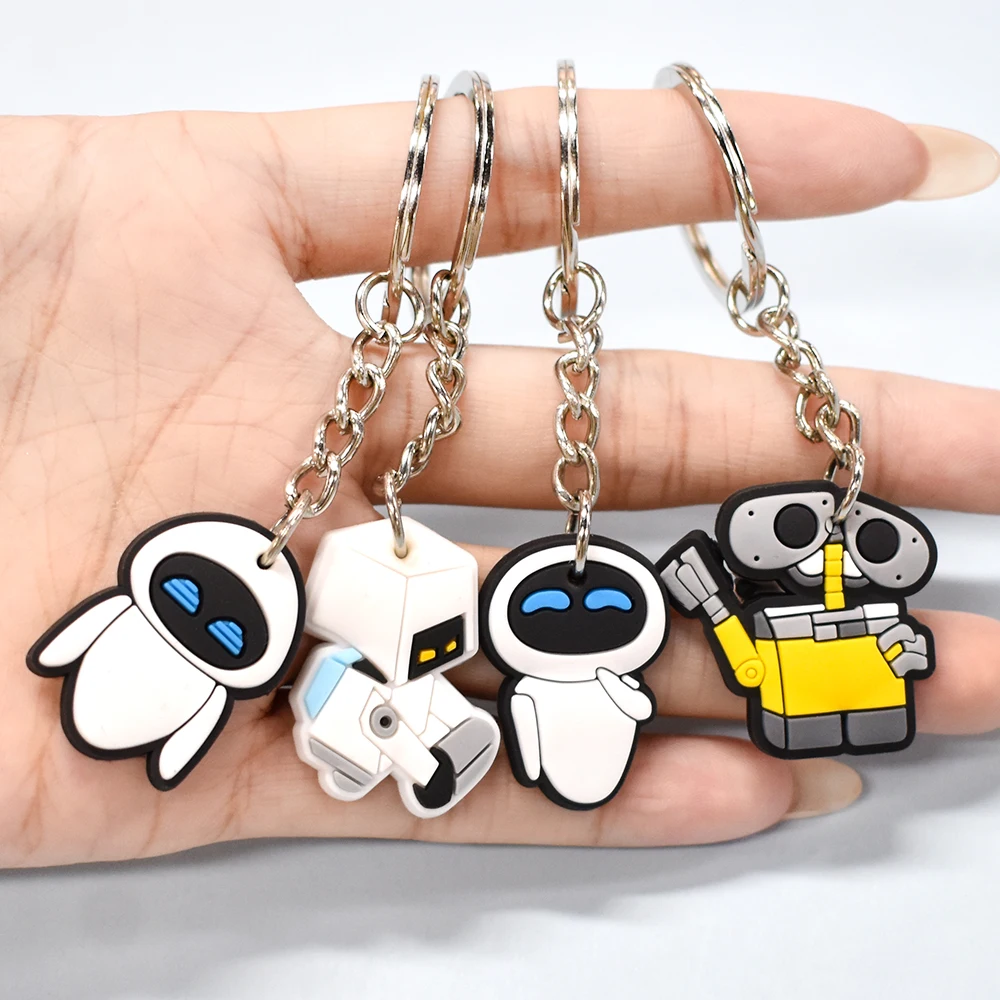 1PCS PVC robot series keychain WALL.E small white keyring cartoon robot keyframe suitable for adult car key gifts accessories