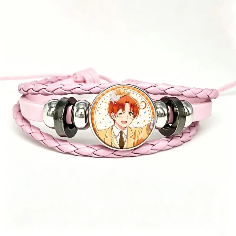 Hetalia World Stars Leather Bracelets Glass Dome Snap Button Bracelet & Bangles Fashion Women Men Jewelry
