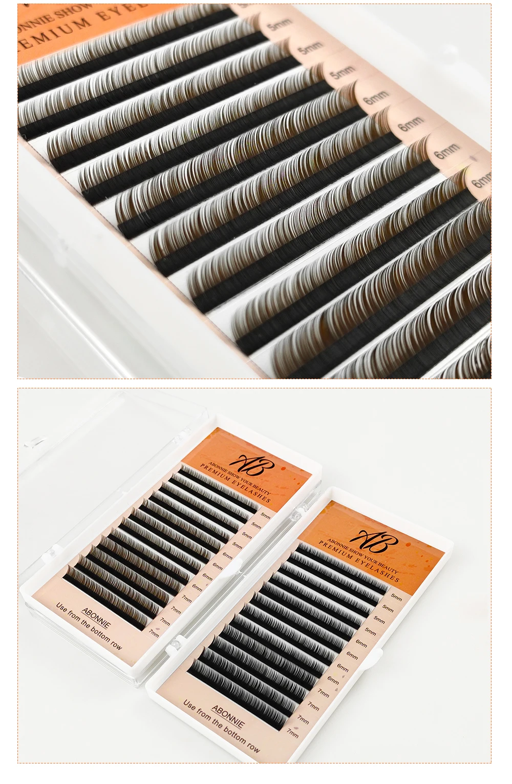 ABONNIE Braun-Schwarze Untere Wimpern 5-7mm Mix Einzelne Untere Wimpernverlängerung J-Curl Natürliche Kurze Nerzwimpern – Detail 8