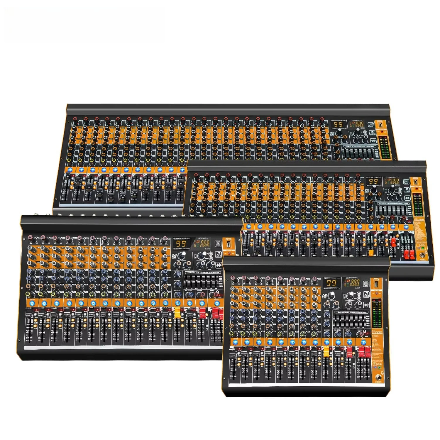 GAX-MV8 USB Audio Mixer 8 Channel Mixing Console 99DSP MP3 With Digital Display Recording for Stage KTV