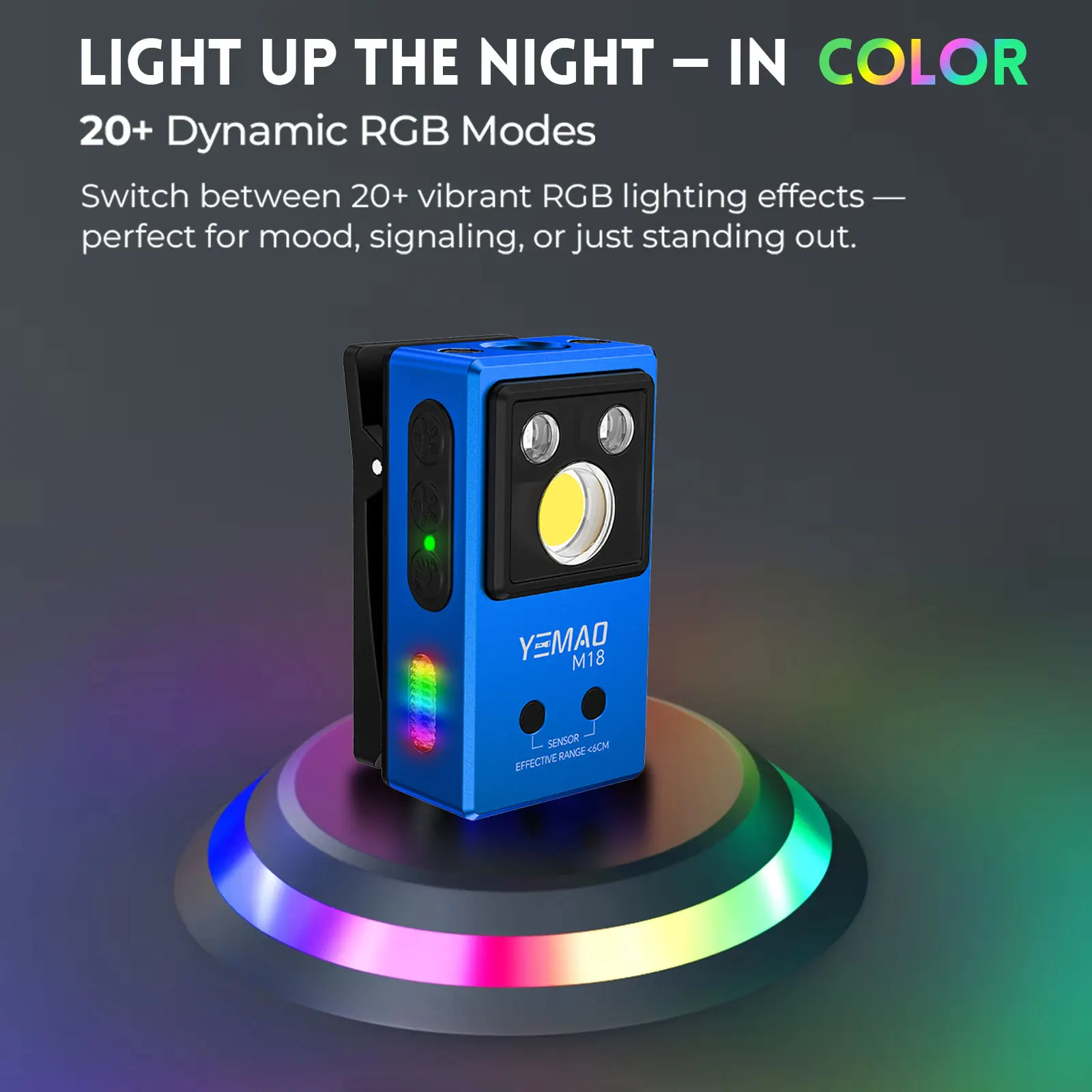 YEMAO M18blue كليب ضوء 270LM USB C قابلة للشحن جيب مصباح يدوي أضواء كاشفة صغيرة/الضوء الكاشف المحمولة EDC RGB الشعلة مع المغناطيس