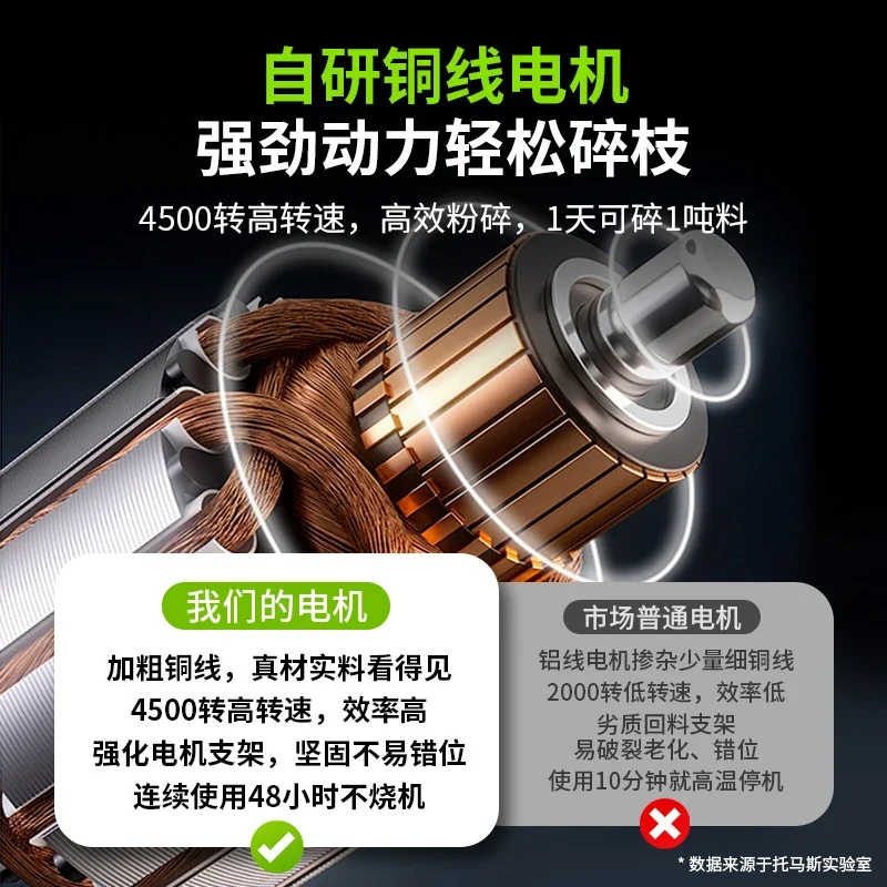 2800W High Power Electric Branch Crusher Small Household Branch Crusher Orchard Forest Branch Plug-in Wood Crusher