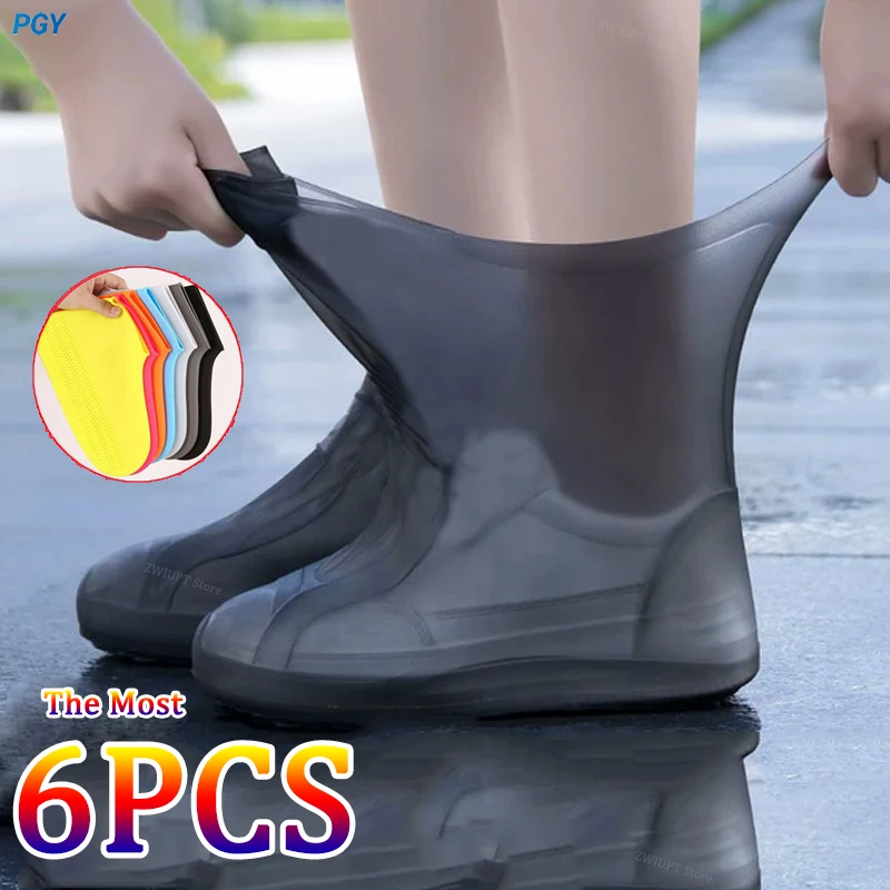 

6/4/2PCS Silicone Shoe Covers - Wear-resistant Waterproof Anti-Slip Foldable Reusable For Outdoor Rain/Snow, Household Travel