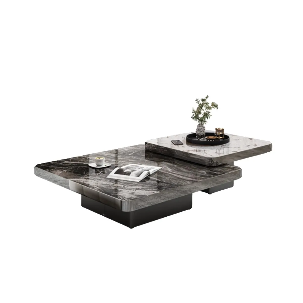Pure handmade light luxury furniture microcrystalline stone square coffee table combination Italian minimalist high sense