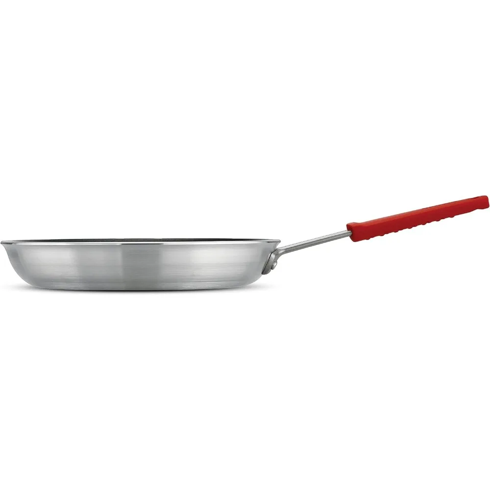 

12-Inch Non-Stick Large Frying Pan, Heavy-Gauge Aluminum Skillet with Reinforced Coating, Red Handle, Dishwasher & Oven Safe