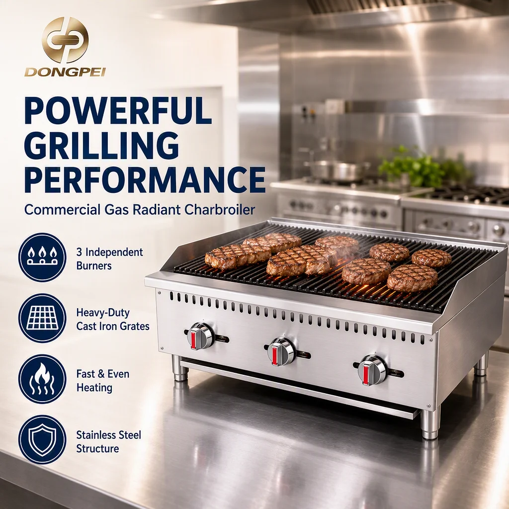 ETL Professional Manufacturer Commercial Catering Equipment Gas Bbq Grill Griddle Stainless Charbroiler for Restaurant
