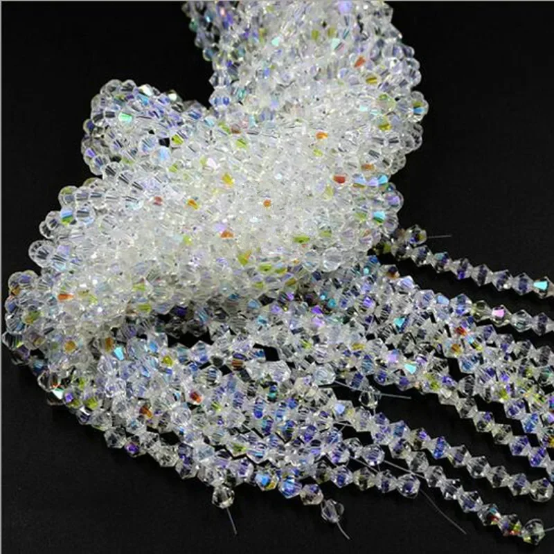 Different Size Clear Crystal AB Bicone Loose Beads For Jewelry Making DIY Beading Accessories 3MM 4MM 5MM 6MM 8MM