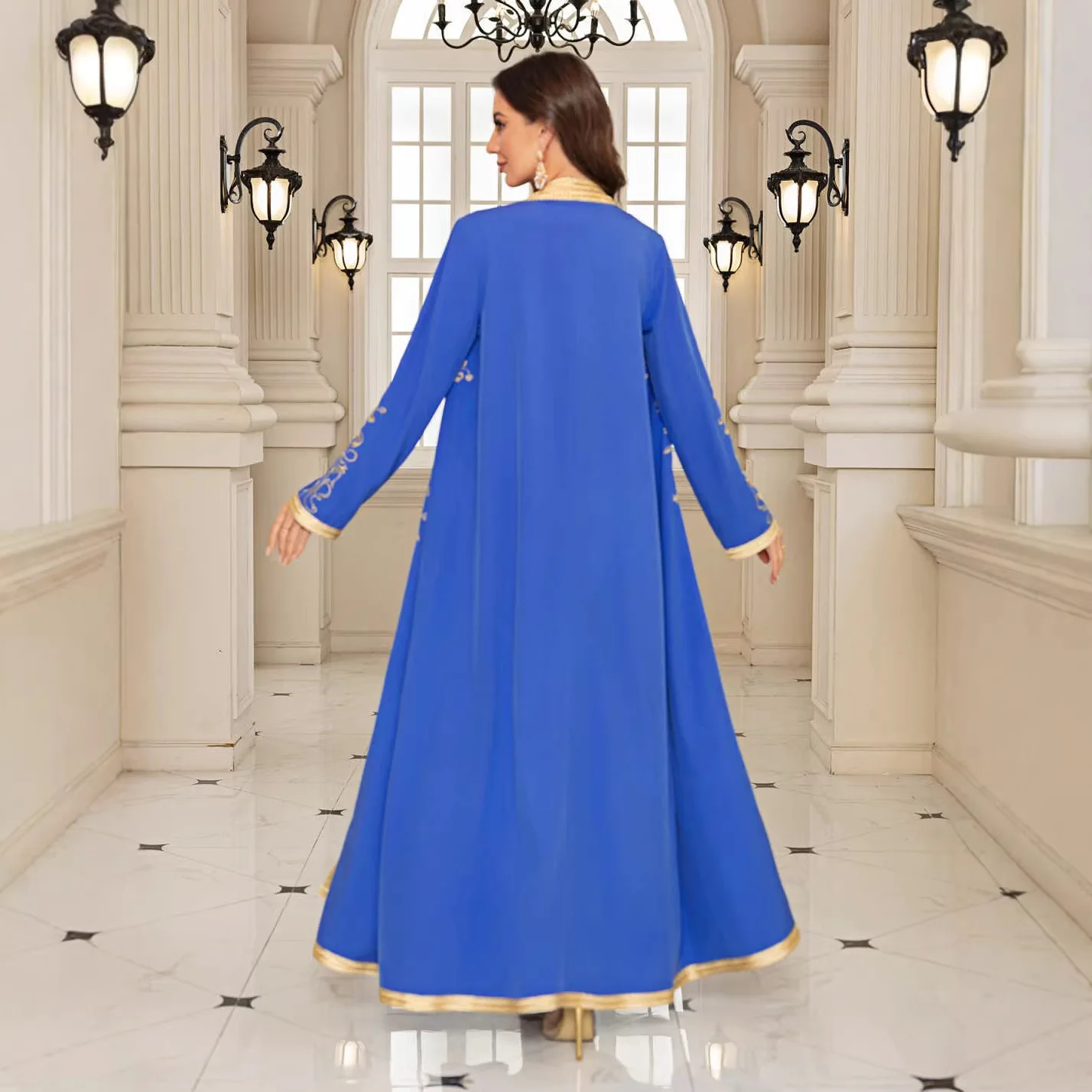Traje de Vestir para Mujer, Eid Musulmán, Abaya, Vestidos de Fiesta, Conjunto de 2 Piezas, Cárdigan, Túnica, Jalabiya, Bordado, Ramadán, Dubái, Caftán, Vestidos