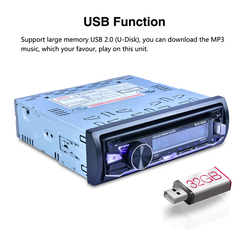 

12V single fixed bluetooth car CD player DVD player 8823B silver high sound quality car music player