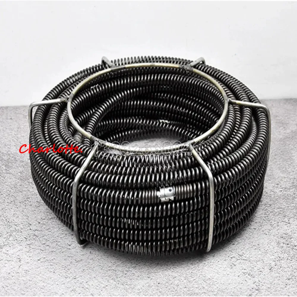 Sewer Electric Dredging Device Extension Spring Pipe Clean Tool Compression Spring With Connector 15m Length 16mm Out Diameter