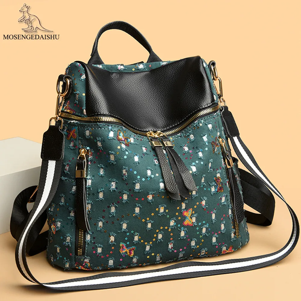 

Waterproof Teenage Shiny Bookbag Nylon Rucksack Fashion Girl Backpack Women Dual Use Shoulder Bag High School Bag Black Mochila