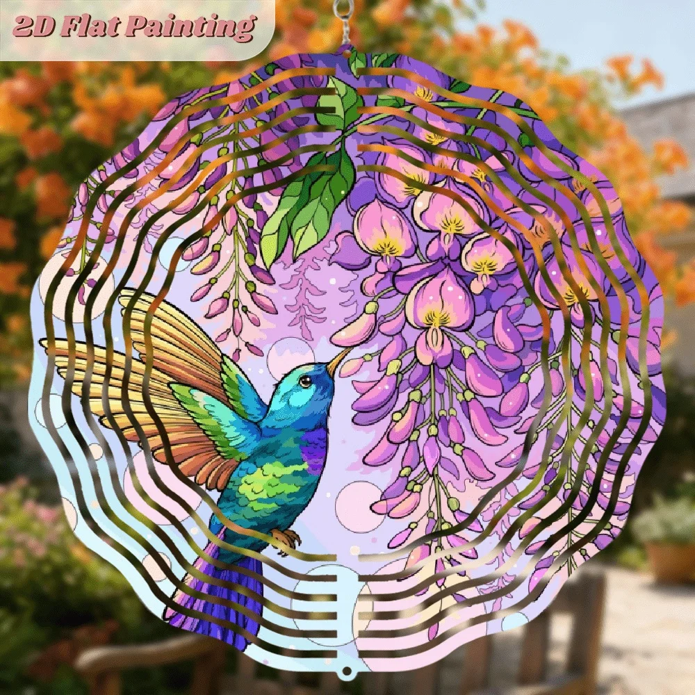 2D Flat Metal Rotating Wind Chime, Decorated with 